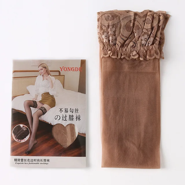 Women'S Transparent Sexy Stockings Lace Silicone Non-Slip Thigh High Stockings Over The Knee Socks Holiday Party Pantyhose Auburn