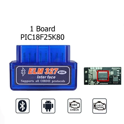 Двойная плата Pic18f25k80 Elm 327 Bluetooth 1,5 OBD2 сканер инструмент Диагностика Авто OBD 2 Bluetooth диагностический сканер для автомобиля - Цвет: Single Board