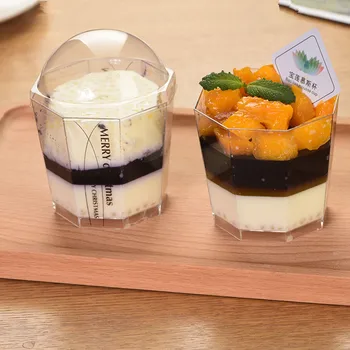 

50pcs Creative mousse cup transparent yogurt cups 160ml PS hard plastic pudding jelly fruit cup disposable with lid thick cup