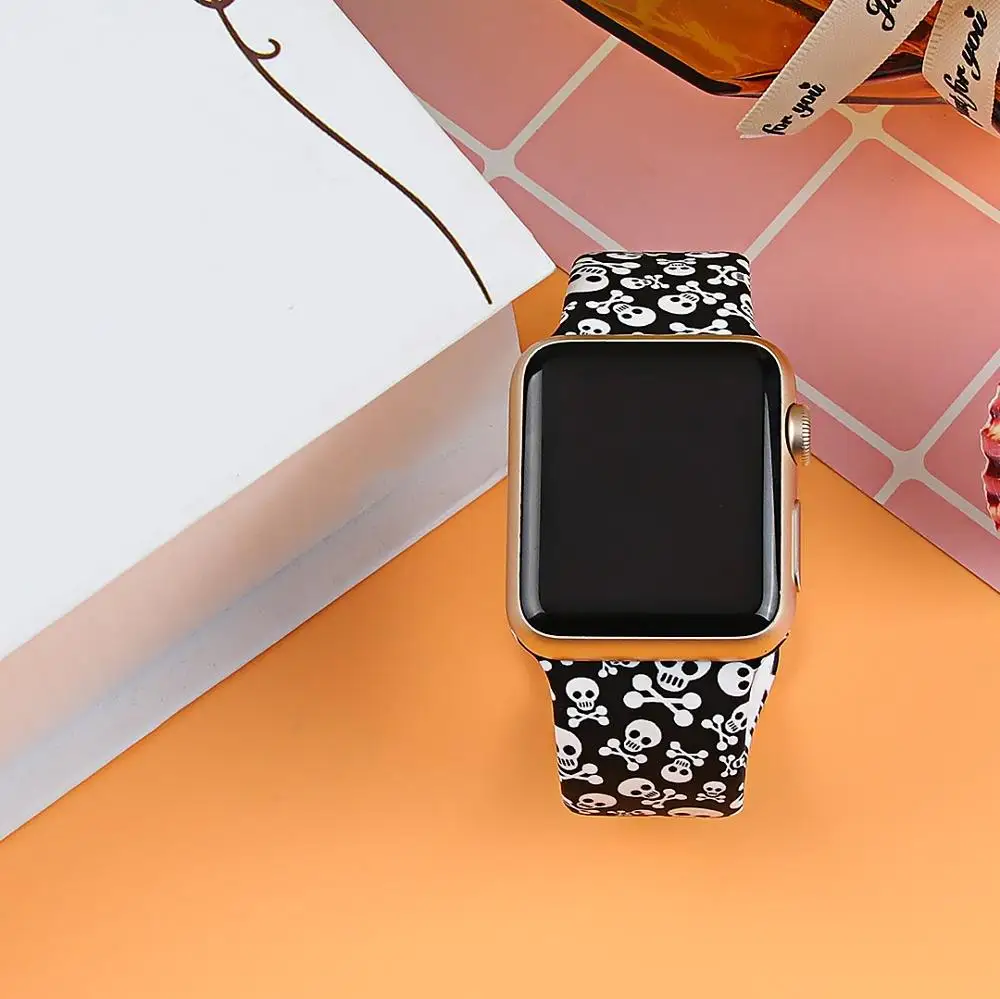 Спортивный силиконовый ремешок Joyozy для Apple Watch, 38 мм, 42 мм, 40 мм, 44 мм, мягкий ремешок, мультяшный браслет для мужчин и женщин, для iwatch, серия 4, 5, 3, 2, 1