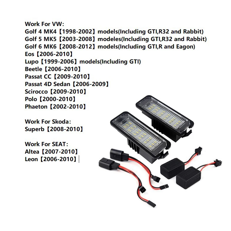 2x LED license plate lighting VW Golf 4 5 Scirocco LED license plate  lighting