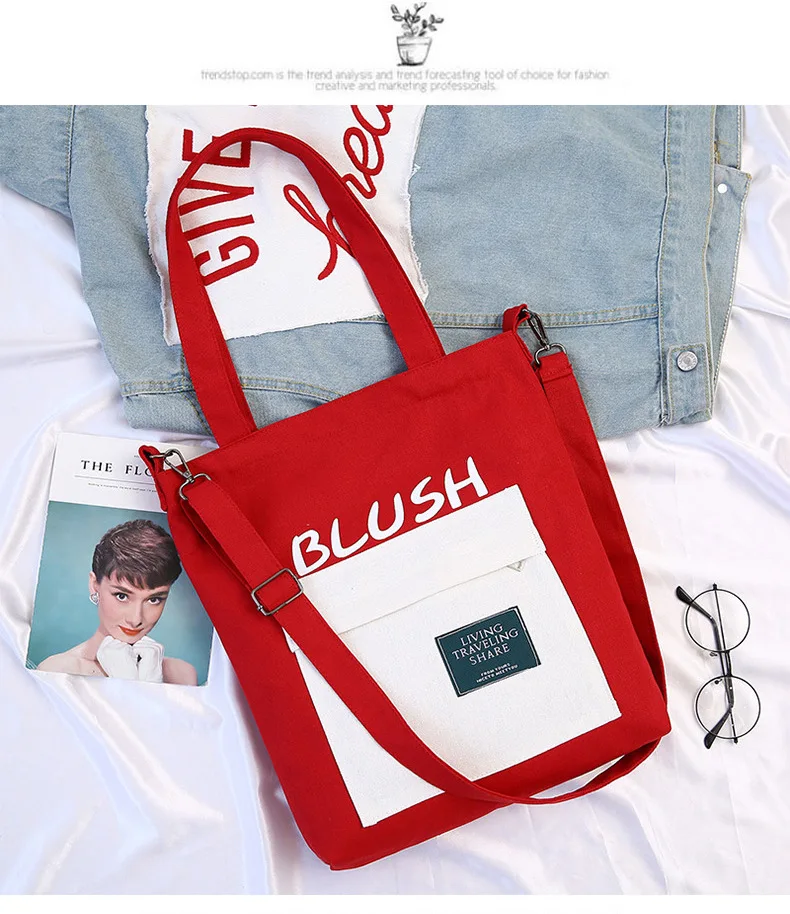 Autumn New Style Korean-style INS Canvas Bag Women's Shoulder Cross-body Simple Creative-Students Canvas Bag School Bag Wholesal