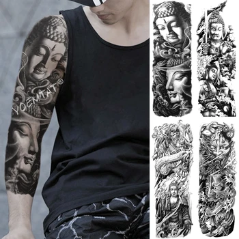 

Large Arm Sleeve Tattoo Dragon Buddha Sakyamuni Waterproof Temporary Fake Tatoo Sticker Skull Japanese Men Women Full Tatto