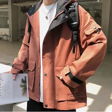 DH27 PADEAGO осенние однотонные мужские куртки с большими карманами, корейские повседневные свободные куртки, мужские ветровки с капюшоном