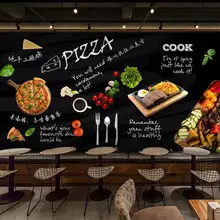 Пользовательские 3D Настенные обои черный ручная роспись итальянский магазин пиццы Западная картины маслом на холсте украшение живопись