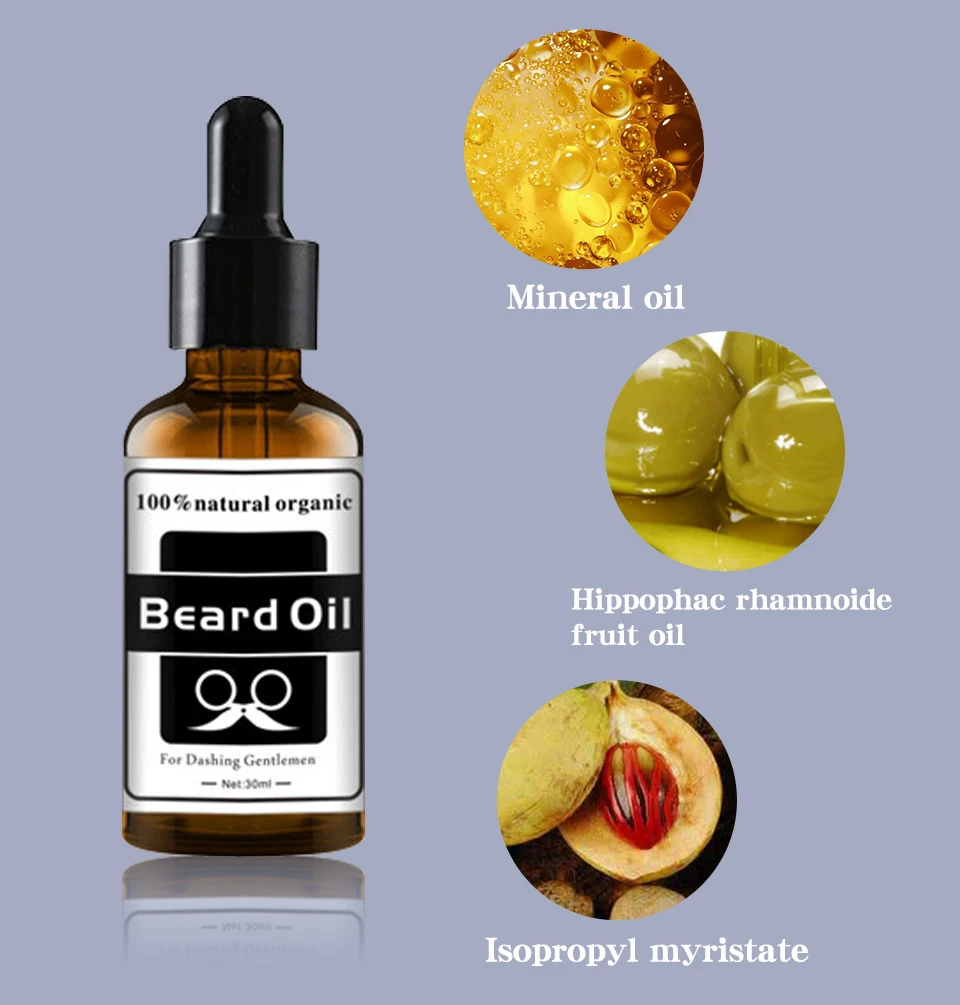 2pcs Men Natural Organic Beard Growth Oil Beard Kit Wax Balm Moustache Oil Leave-In Conditione Hair Growth Nourishing Beard Care