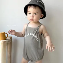 

2021 Baby Summer Clothing Toddler Kids Baby Girl boys Sleeveless Romper Jumpsuit Korean Children's cotton overalls Onesie Outfit