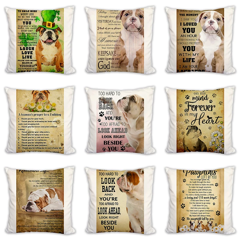 

Чехол для подушки в скандинавском стиле с рисунком бульдога