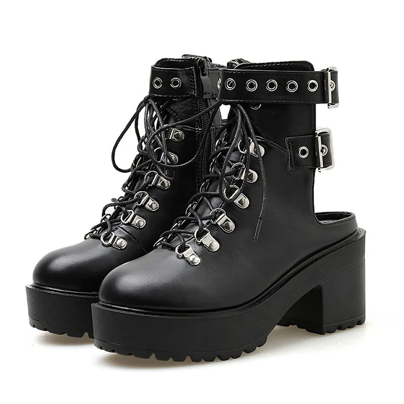 

LTARTA 7.5cm Heels Autumn Winter 2019 Classic High-heeled Sandals Thick-soled Waterproofing Platform Round Toe Boot JXQ-769-7