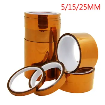 

5/15/25mm 33m 100ft Kapton Adhesive Tape BGA High Temperature Heat Resistant Polyimide Gold for Electronic Industry