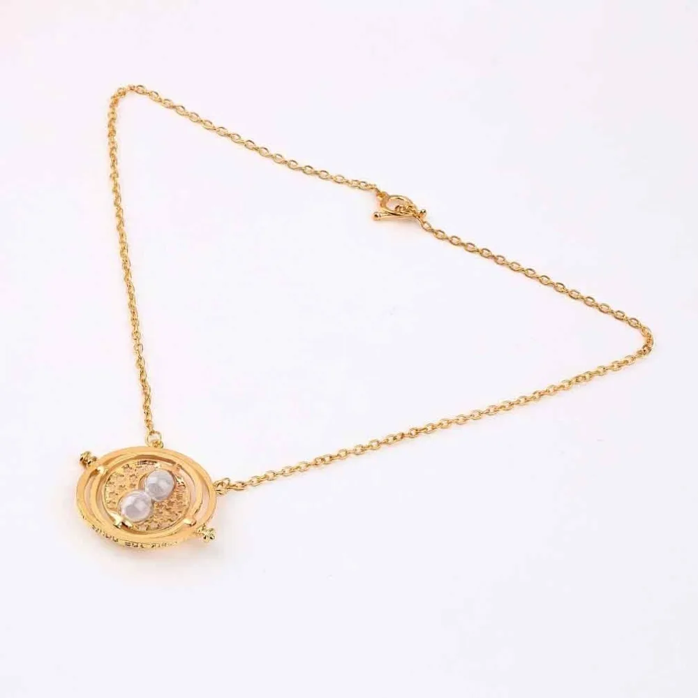 GENBOLI Time Turner, ожерелье, вращающиеся вращения, золотые песочные часы, подвеска, Ретро стиль, Круглый, для мужчин и женщин, ювелирное изделие, рождественский подарок для детей