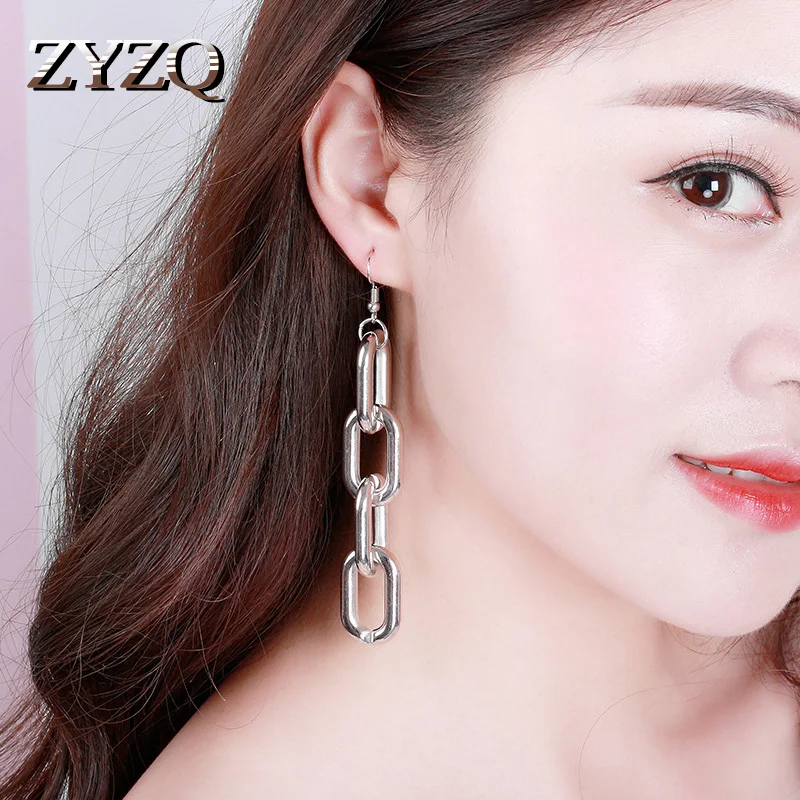 

ZYZQ Punk Stylish Women Drop Earrings Modern Trendy Long Chain Design Birthday New Year Gift For Girl Factory Wholesale Lots