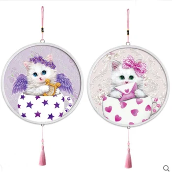 

5D DIY Special Shape Diamond Painting Tassels Pendant Partial Drill Cat Painting Wall Decoration Cross Stitch Kit