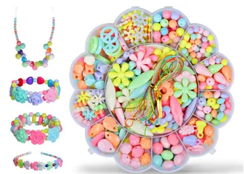 

DIY Big plum transparent crystal beaded charms kit for bracelet children colored acrylic beads puzzle beads