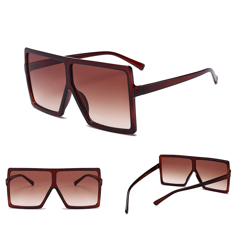 Негабаритные женские солнцезащитные очки, фирменный дизайн, винтажные блестящие черные квадратные солнцезащитные очки, роскошные трендовые очки унисекс, большие очки