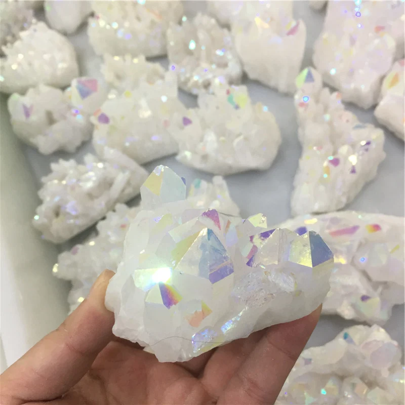 500 г оптовая продажа белый Ангел Aura кварцевый кластер с гальваническим