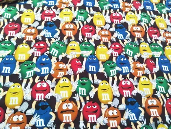 

148CM M Bean Cotton Fabric Cartoon M&M Beans Digital Printed Fabric Patchwork For Sewing DIY Kids Clothing