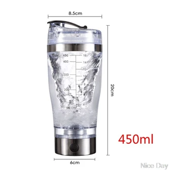 

USB Rechargeable Electric Mixing Cup Portable Protein Powder Shaker Bottle Mixer A15 20 Dropship