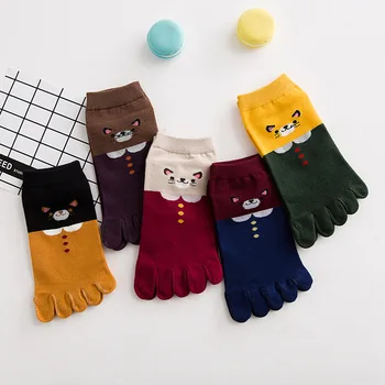 

2 Pair Autumn And Winter New Five-Finger Socks Women Cotton Cute Toe Socks Five Finger Toe Socks Casual Cotton Solid Sock