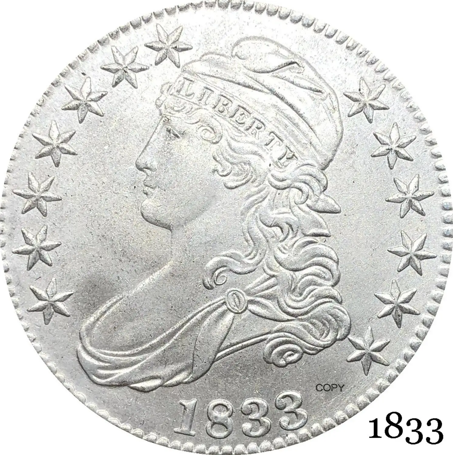 United States Of America Liberty Eagle 1833 50 Cents ½ Dollar Capped Bust Half Cupronickel Silver Plated Copy Coin | Дом и сад