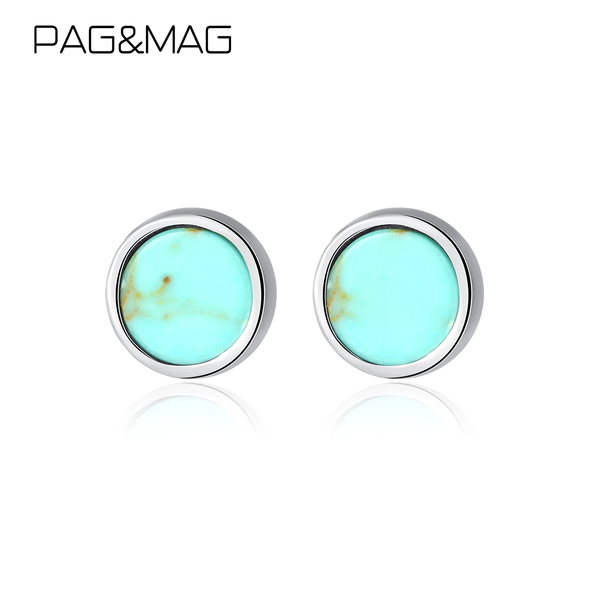 PAG&MAG Bohemian Natural Malachite Circle Stud Earrings Sterling Silver 925 Earrings For Women Retor Charm Fine Fashion Jewelry