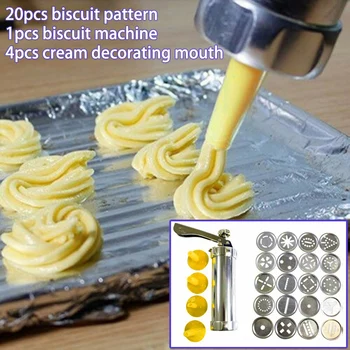 

US Biscuit Press Set Cookie Maker Baking Piping Machine Kit 20Moulds+4nozzles