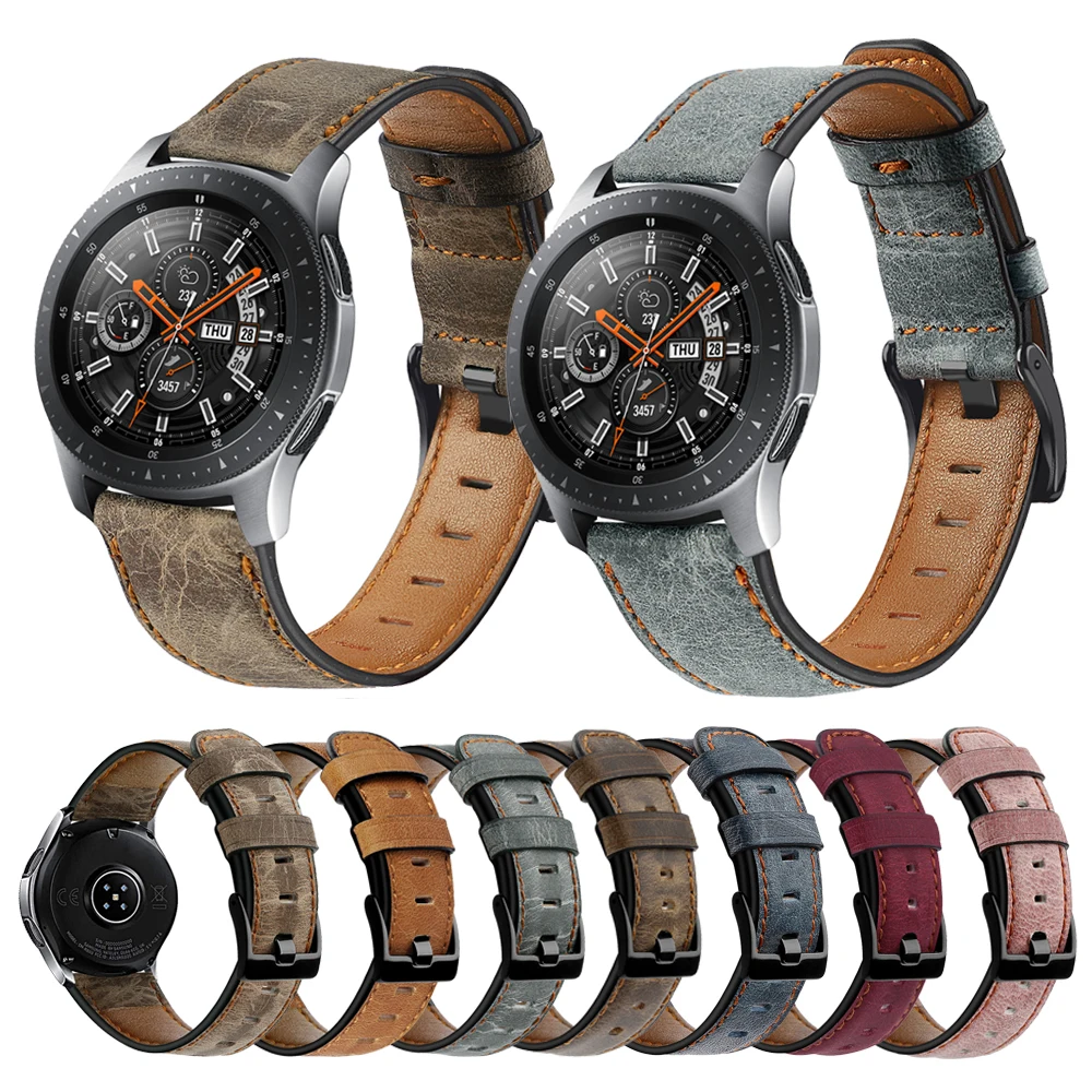 Ремешок из натуральной кожи для Samsung Galaxy Watch 46 мм Gear S3 спортивный браслет Huawei watch GT 2
