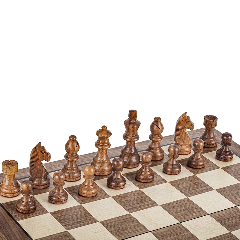 High-End Solid Wood Chess Luxury Wooden Chess Board Set Foldable Checkerboard Portable Travel Board Game Toy Home Decorations