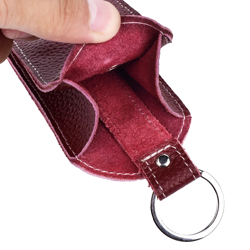 Car Key Holder Case Buckle Genuine Leather Key Housekeeper Wallet Women Trinket EDC Keychain Organizer Pouch Pull-Style Cover