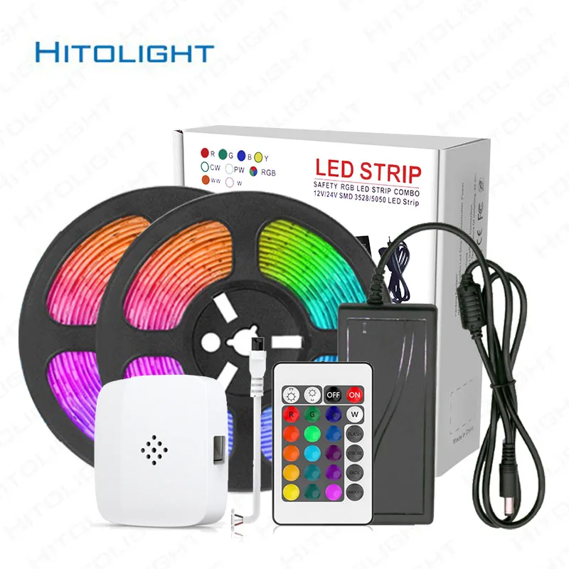 DC12V 5050 LED Strip RGB 60LEDs/m 5M with Double line 24 Keys IR Remote WiFi Controller power supply set | Лампы и освещение