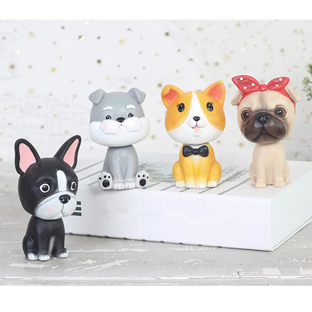 Cartoon Cute Dog Car Shaking Head Doll Bulldog Car Dashboard Table Decor for Home Office Desk Display Kids Gifts
