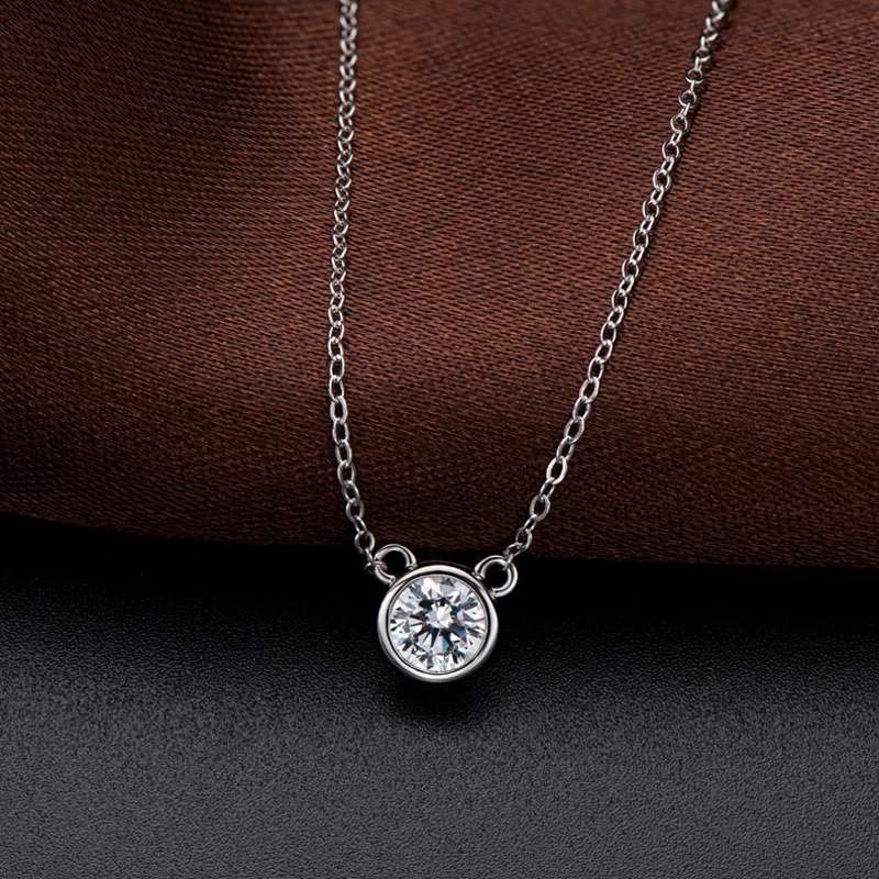 OEVAS 100% 925 Sterling Silver Real 1 Carat D Color Moissanite Pendant Necklace Sparkling Wedding Party Fine Jewelry For Women