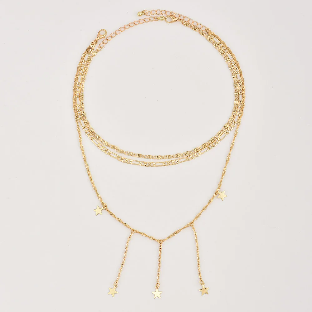 Модные многослойные ожерелья и кулоны, Винтажное колье-чокер с Луной для женщин, Золотое колье, женские вечерние ювелирные изделия