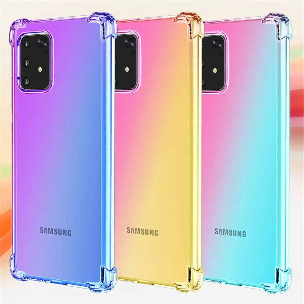 Gradient Color Phone Case For Samsung Galaxy A71 A51 A41 A91 A81 Cover Luxury Silicone A21 A11 A01 Capa | Мобильные телефоны и