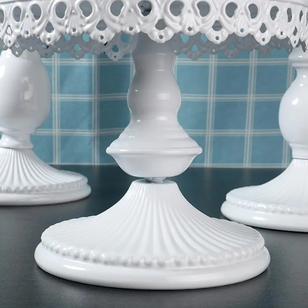 Metal Round Cake Stand Dessert Holder Base Iron Cupcake Pedestal Display Plate White For Wedding Party Cake Decorating Supply