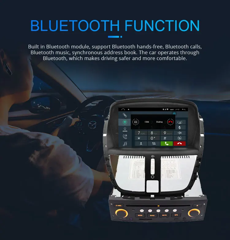 Best LJHANG 1 Din Car DVD Player Android 9.0 For Peugeot 207 2008-2014 GPS Navigation auto stereo headunit radio multimedia RDS Audio 7