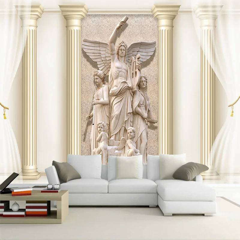 

Drop Shipping Custom Wallpaper For Walls 3D Stereoscopic Relief Roman Column Sculpture Background Wallpaper Mural De Parede 3D