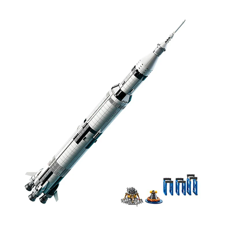 BuildMOC Ideas Серия Модель Apollo Saturn V Набор строительных блоков совместимы 21309 37003 классические Развивающие игрушки для детей - Цвет: Apollo Saturn V