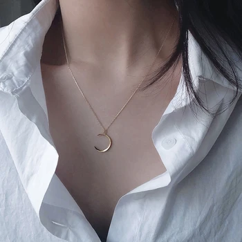 SUMENG New Arrival 2021 Fashion Sweet Moon Silver Plated Jewelry Temperament Crescent Clavicle Chain Pendant Necklaces For Women