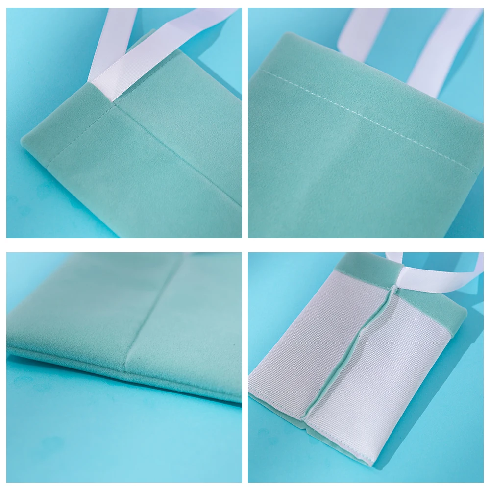 50Pcs  Velvet Bag with Ribbon Cotton Flannel Jewelry Gift Pouch for Wedding Candy Gift Packing Christmas Decoration Custom Logo