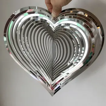 Heart Square Drop รูปร่างสแตนเลส3D หมุน Spinner Chime โลหะ Decor บ้านสวนตกแต่งกลางแจ้งในร่มห้อง 1