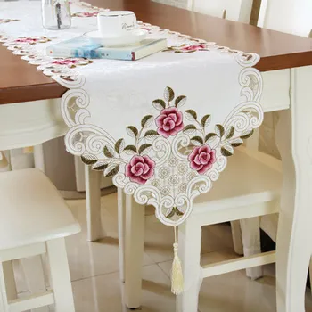 

American embroidered table runner table flag long Polyester Dressing table cover flower TV cabinet tablecloth coffee shoe 617