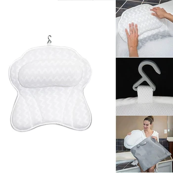 

Luxury Home Bath Spa Pillow Deep Spongy Cushion Relaxing Massage Big Suction Cup Bathtub Neck Back Comfort Support Relaxing Tool