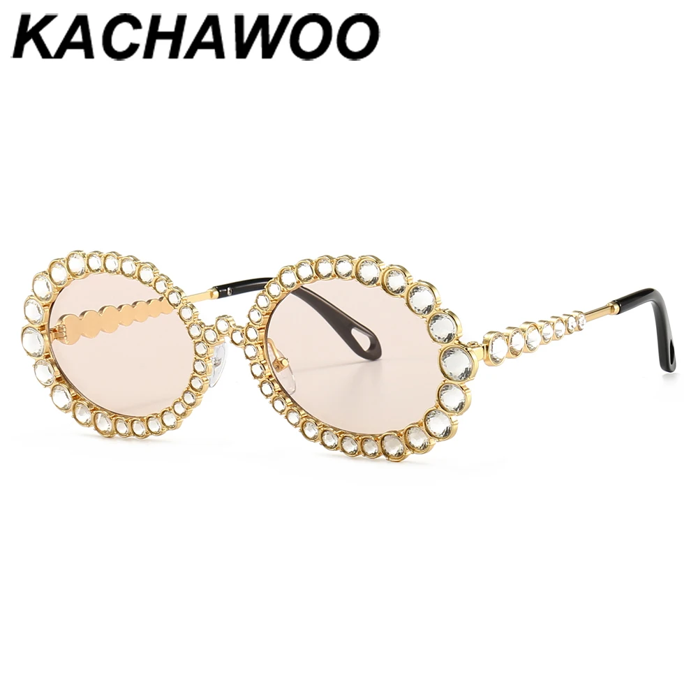 Женские Овальные Солнцезащитные очки Kachawoo украшенные стразами роскошные