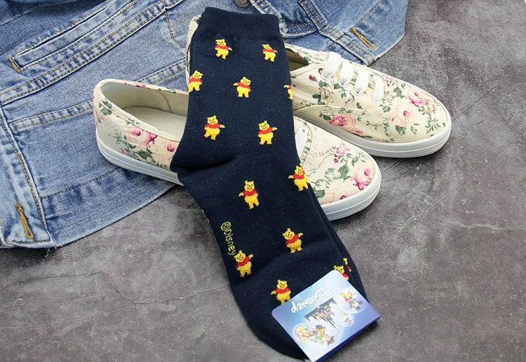 Disney cute Women cartoon print tube stockings fashion warm sweat-absorbent candy cotton socks