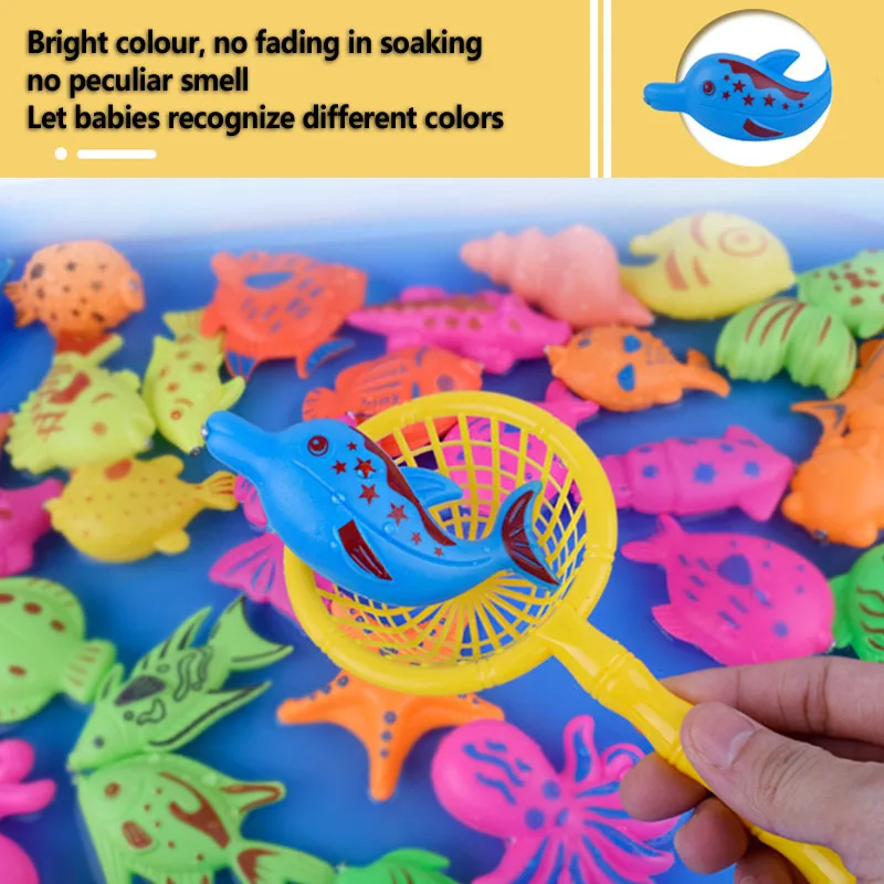 14pcs/Set Children Magnetic Fishing Game Parent-child Interactive Toys Kids 3D Fish Baby Bath Toys Outdoor Toy
