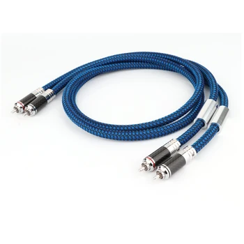 

1pair Hi-end Silver plated RCA cable With Carbon fiber Rhodium plated RCA plug Hifi Audio RCA to RCA Male Extension Cord Cable