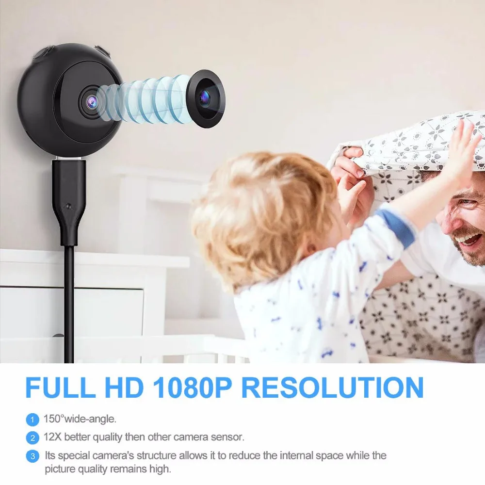 YHY беспроводная WiFi камера HD 1080P маленькая няня камера безопасности камера батарея питание с детектором движения супер ночное видение