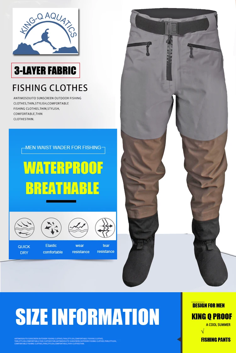 Мужские дышащие водонепроницаемые брюки с высокой талией для рыбалки и охоты