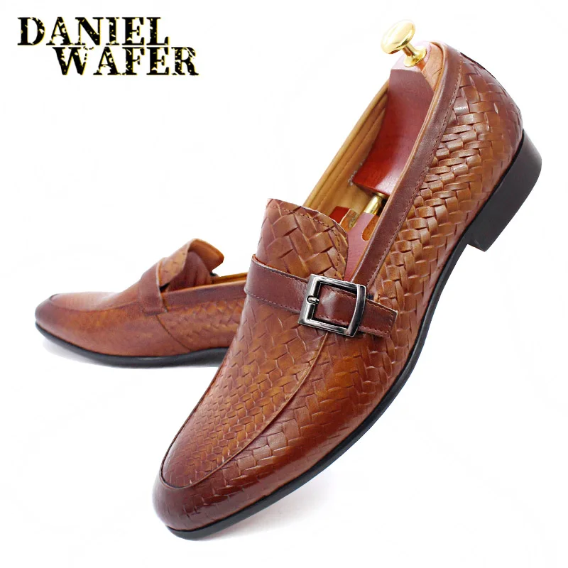 

FASHION MEN LOAFERS SHOES HIGH GRADE GENUINE LEATHER OFFICE WEDDING SINGLE MONK STRAP SLIP ON BROWN BLACK SHOE CASUAL SHOES MEN